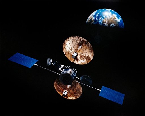 Artist concept of satellite in orbit above the earth