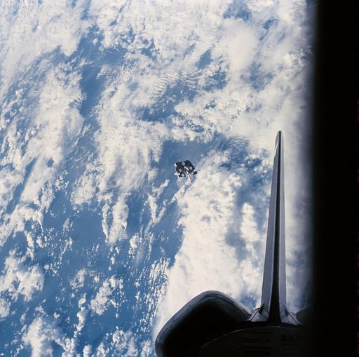 View of foot restraint strayed from Challenger