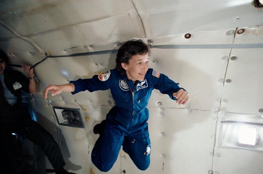 STS 61-B crewmembers training on the KC-135 in zero-G