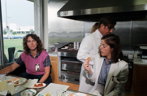 Teacher in Space Participants testing space food in orientation session
