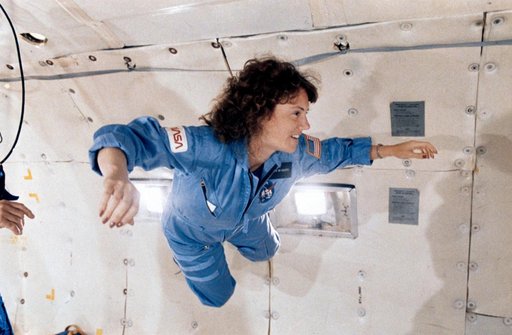 Teacher in Space Christa McAuliffe on the KC-135 for zero-G training