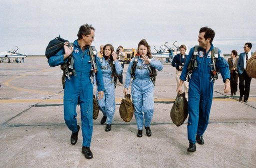 STS 51-L crewmembers at Ellington AFB for training flight in T-38