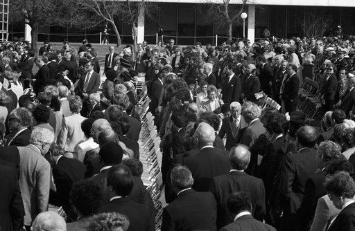 Family and friend at the Memorial service at JSC for Crew of STS 51-L