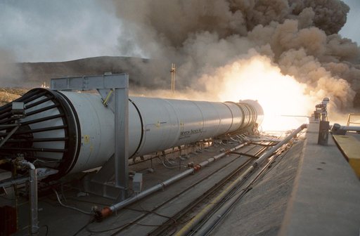 Solid Rocket Qualification Motor Firing at the Morton Thiokol facility at