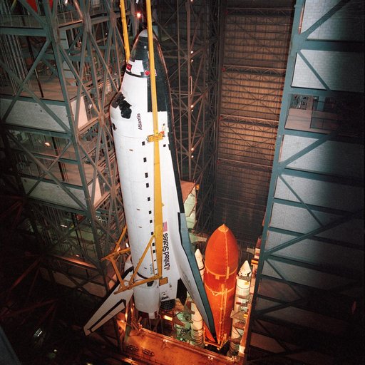 STS-27 Atlantis, OV-104, ET/SRB mating operations at KSC VAB