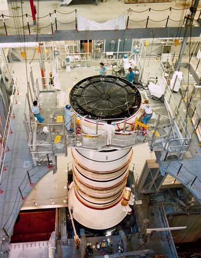 STS-29 Discovery, OV-103, solid rocket booster (SRB) preparation at KSC