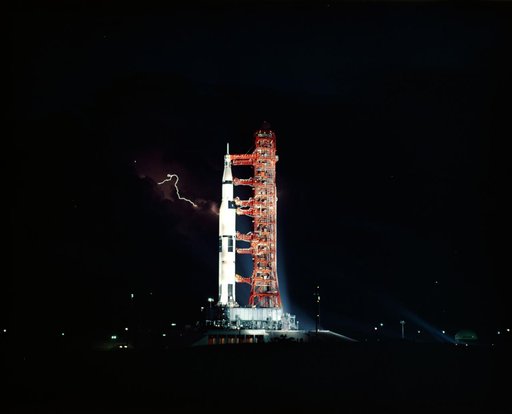 Lightning around the Apollo 15 stack prior to launch