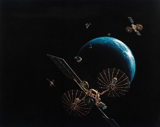 Artist concept of the STS-43 Tracking and Data Relay Satellite E (TDRS-E)