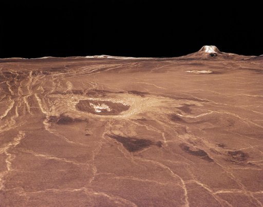 Magellan 3D perspective of Venus surface in western Eistla Regio