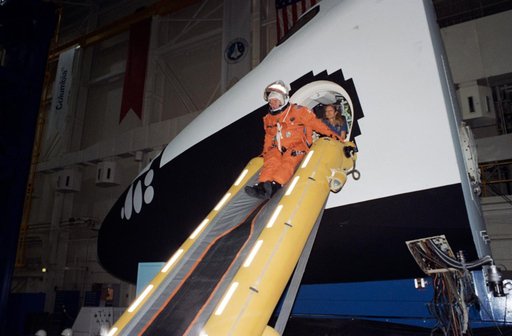 Cosmonaut Strekalov during emergency egress training at JSC