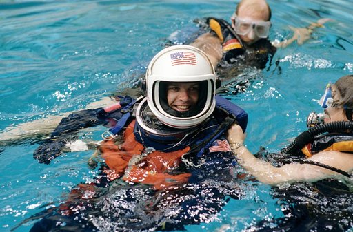 Astronaut Kevin Kregel during bailout training in WETF