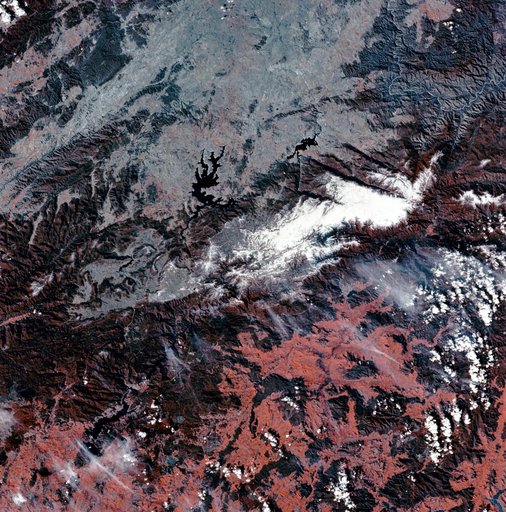 View of Snowy Mountains area of Australian Alps as photographed from Skylab