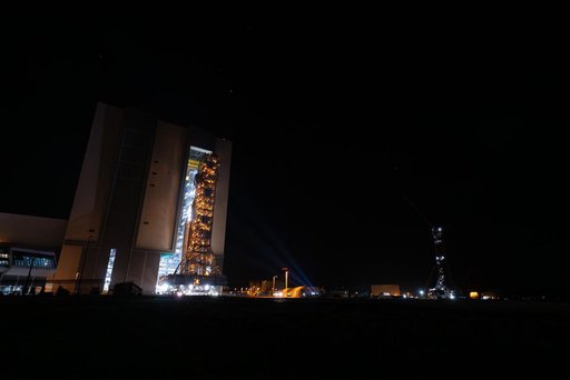 NASA's SLS Rocket and Orion Spacecraft Second Rollout to Launch Pad 39B