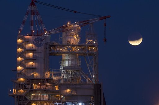Lunar Eclipse Over A-1 Test Stand