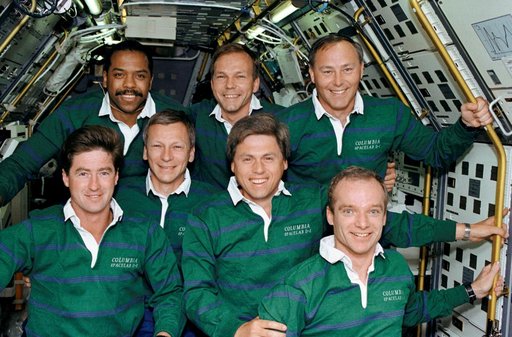 STS-55 Columbia, OV-102, crew poses for onboard portrait in SL-D2 module