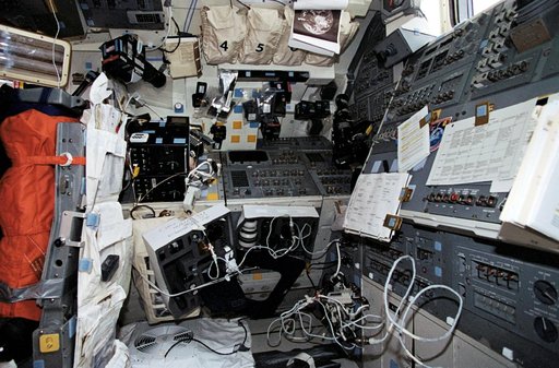 Aft flight deck of Columbia during STS-62