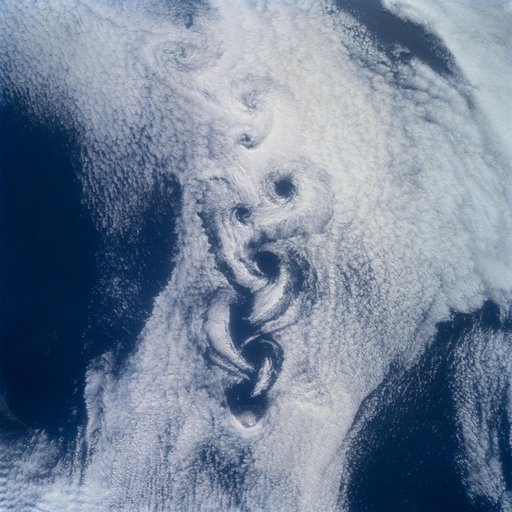 Earth observation image of Von Karman Vortices taken during STS-100
