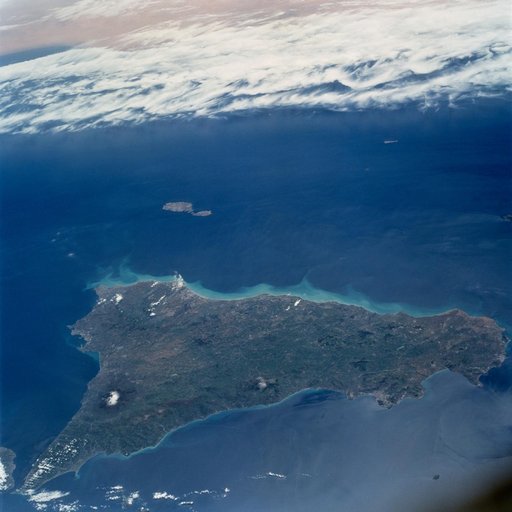 Earth observation image of Sicily and Malta taken during STS-100.