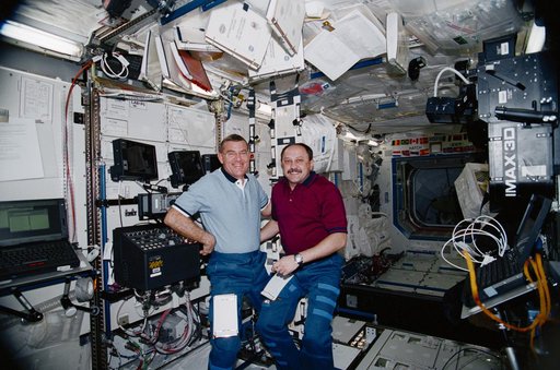 RWS equipment in the U.S. Laboratory with Voss and Usachev