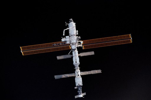 Overall nadir view of ISS seen during flyaround