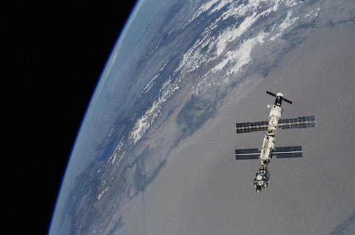 Flyaround view of the ISS taken from Atlantis during STS-106