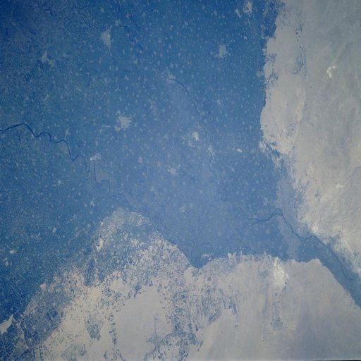 "Nile River Delta, Cairo and the Pyramids taken from Atlantis during STS-106"