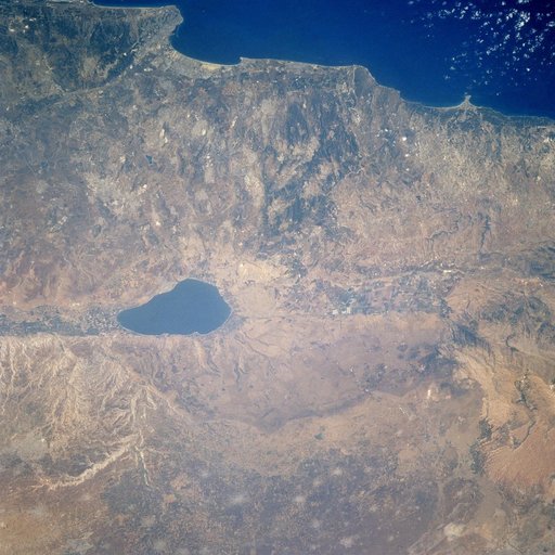 Lake Tiberius in Israel and Syria taken from Atlantis during STS-106