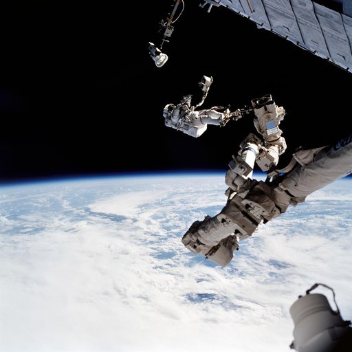 EVA 2 - MS Wolf with EVA tool kit on SSRMS