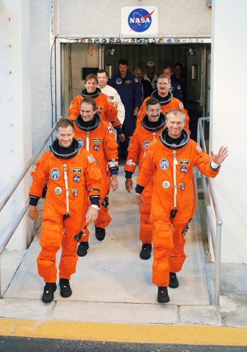 STS-115 Crew walkout to van