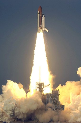 View of the launch of the Space Shuttle Endeavour at KSC to start the STS-118 Mission