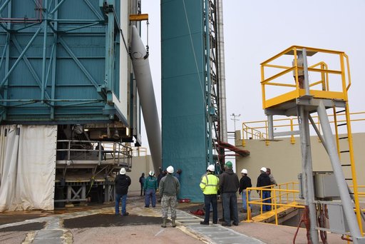 Delta II JPSS-1 SRM Installation onto Booster