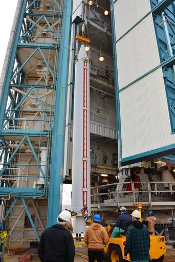 Delta II JPSS-1 SRM Installation onto Booster