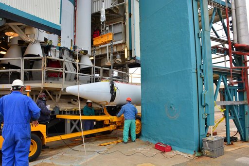 Delta II JPSS-1 SRM Installation onto Booster