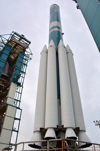 Delta II JPSS-1 Second Stage Erection