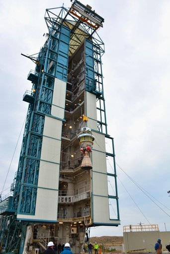 Delta II JPSS-1 Second Stage Erection