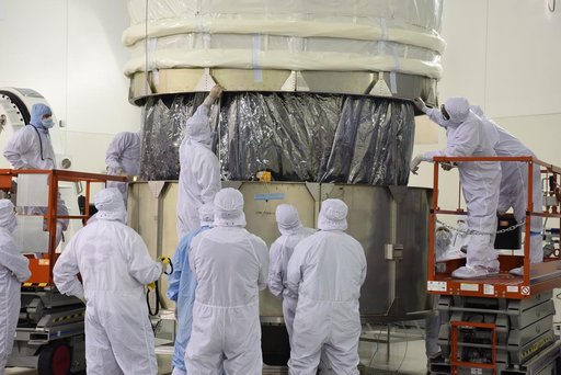 JPSS-1 Spacecraft Canning and Lift to Transport Trailer