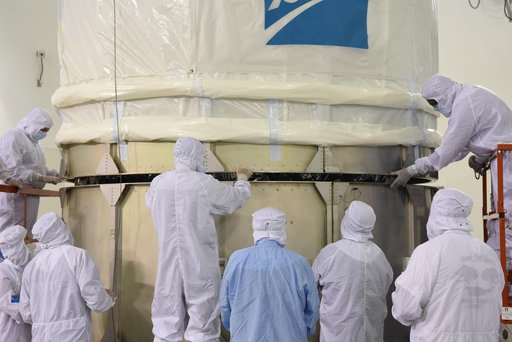 JPSS-1 Spacecraft Canning and Lift to Transport Trailer