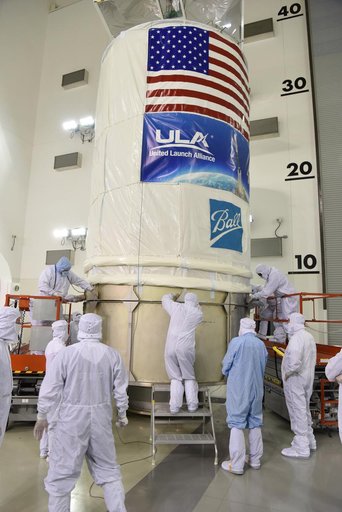 JPSS-1 Spacecraft Canning and Lift to Transport Trailer