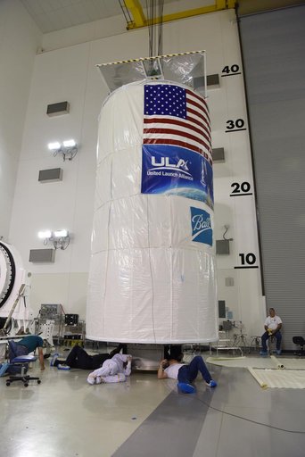 JPSS-1 Spacecraft Canning and Lift to Transport Trailer