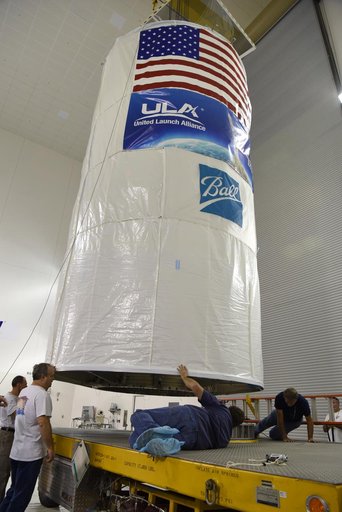 JPSS-1 Spacecraft Canning and Lift to Transport Trailer