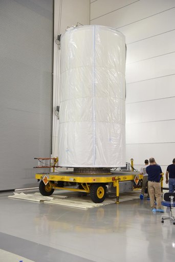 JPSS-1 Spacecraft Canning and Lift to Transport Trailer