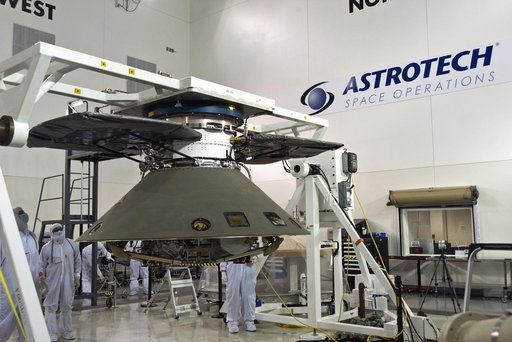 InSight Spacecraft Lift to Rotation Fixture