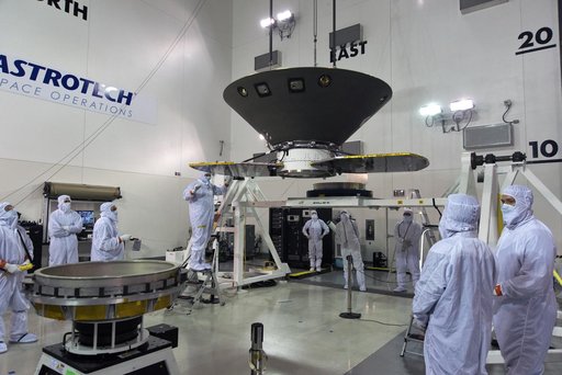 InSight Spacecraft Lift to Spin Table & Pre-Spin Processing