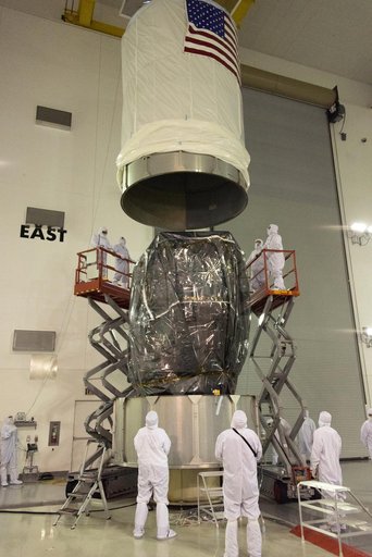 Delta II ICESat-2 Transport Can Installation and Lift to Transpo
