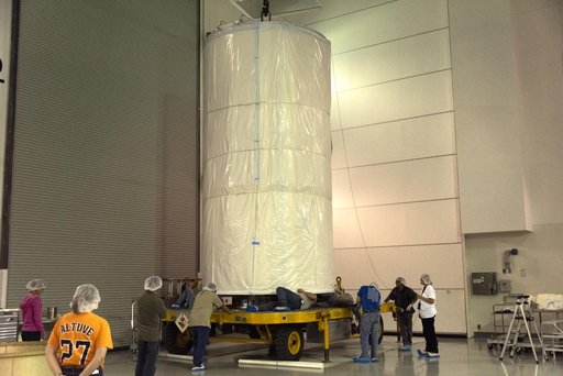 Delta II ICESat-2 Transport Can Installation and Lift to Transpo
