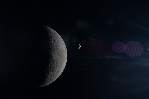 Moon's Farside in the Foreground, Earth Beyond