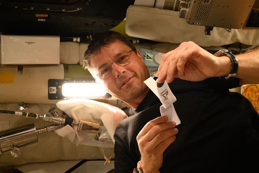 Reid Wiseman Prepares to Collect Saliva Sample Aboard Orion