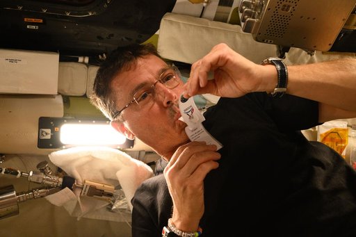 Reid Wiseman Collects Saliva Sample Aboard Orion