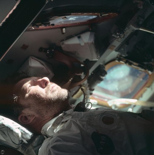 Apollo 7 Mission,Apollo Commander Walter Schirra Jr. inside Co