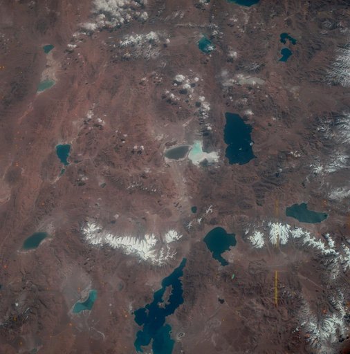 Highlands of Tibet as seen from the Apollo 7 spacecraft